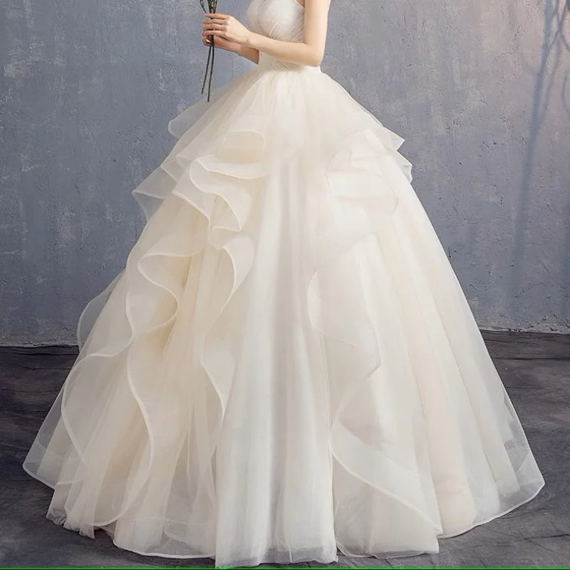 MDYS- A58#Strap 2025 New Summer Bride Ball Gown Floor-Length Champagne Wedding Dress Long Cheap Wholesale From Factory Outlet
