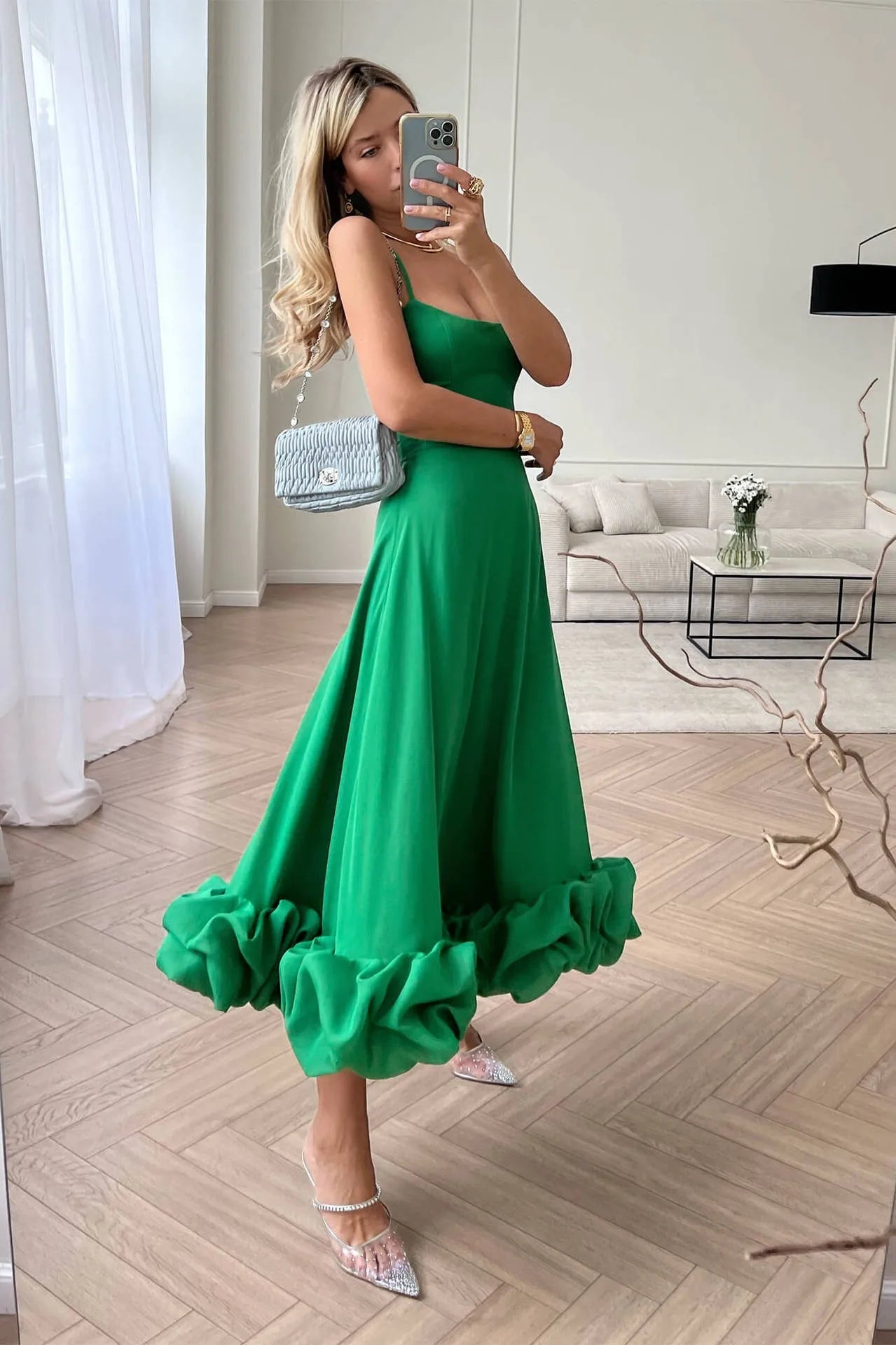 Putao Prom Dresses Fashion Square Empire Summer Party Dress Tea Length Sleeveless Chiffon Ruched Formal Evening Gowns платье жен