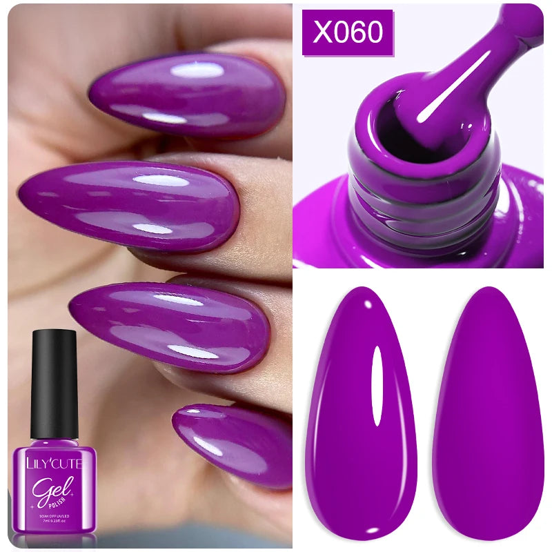 LILYCUTE 7ML Black White Color Gel Nail Polish Summer Colorful Gel Nail Art Semi Permanent UV Gel Soak Off UV LED Gel Varnishes