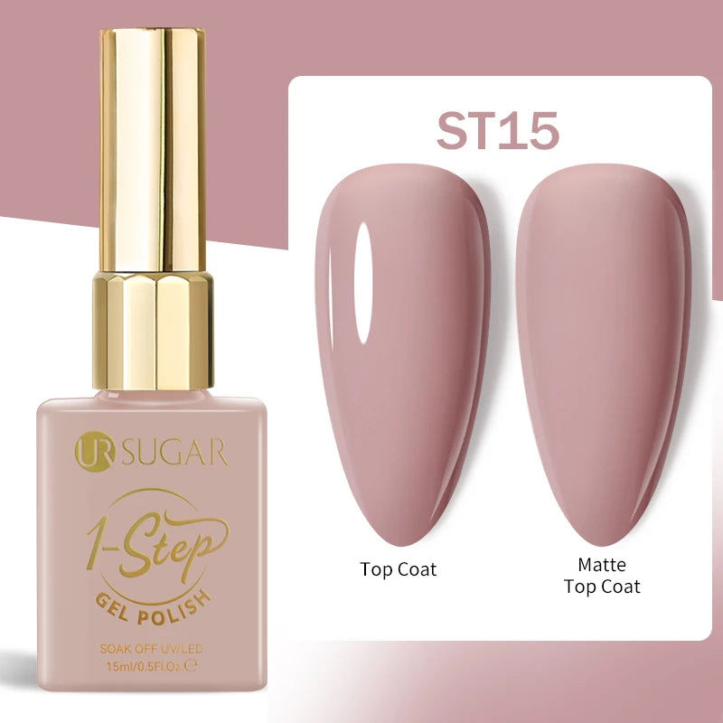UR SUGAR 1-step Gel Polish 12ML Glitter Nail Spring Summer White Nude Pink Gel Nail Polish 3 IN 1 No Need Base Gel and Top Coat