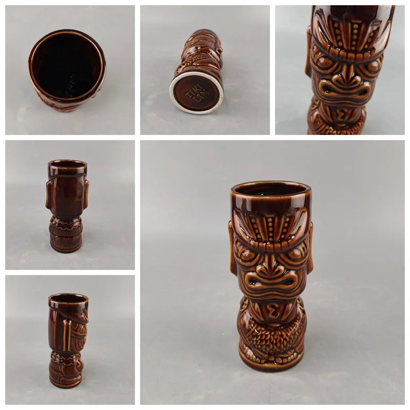 Hawaiian Ceramic Tiki Cocktail Mug coffee mug Hand Painted Cup Perfect Bar Party  Tropical Gift For Couples Women Birthday