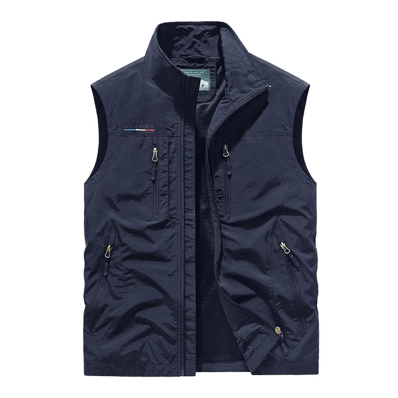 2025 Personalized yelek red Multi Pockets nylon Cargoes Fisherman vest fishing Journalist Photography Camping Waistcoat vest