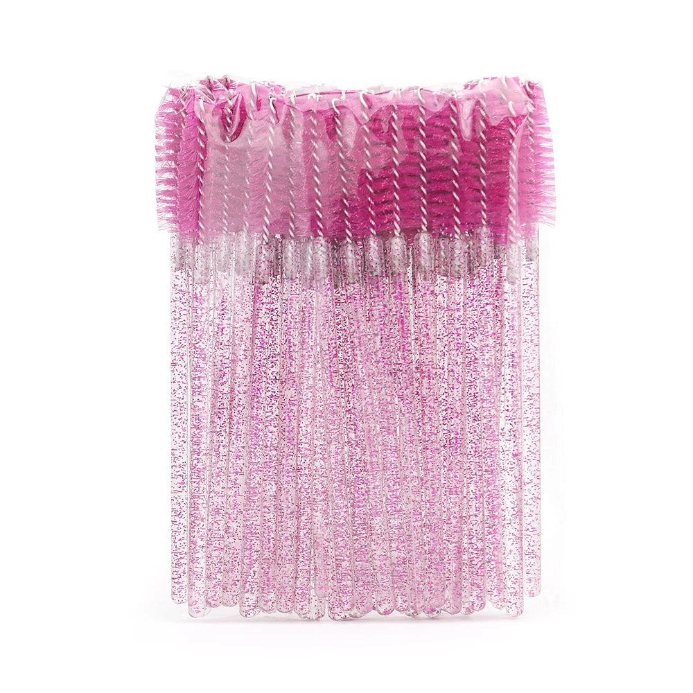 GLAMLASH 50PCS Disposable Eyelash Brushes Lashes Extension Eyebrow Brush Mascara Wands Applicator Makeup Tool