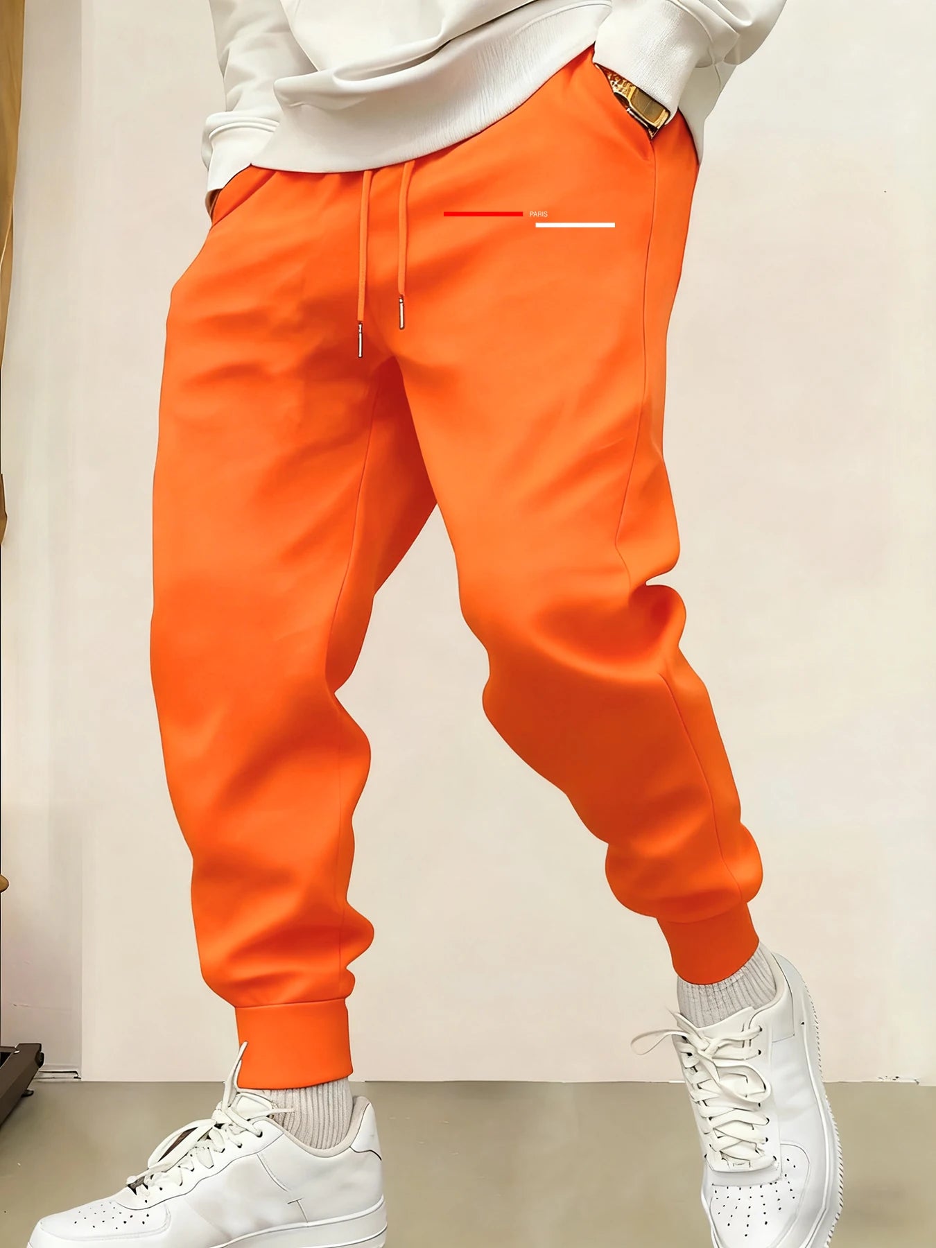 Paris Line Print Mens Sweatpant Trendy Jogging Britches Casual Comfy Long Pants Sports Basic Trousers Unisex Fashion Pant