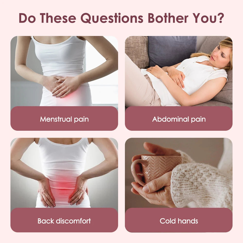 Women Menstrual Heating Pads Effective Hot Compress Period Relief Belt Rechargeable Heated Waist Massager Gifts for Female