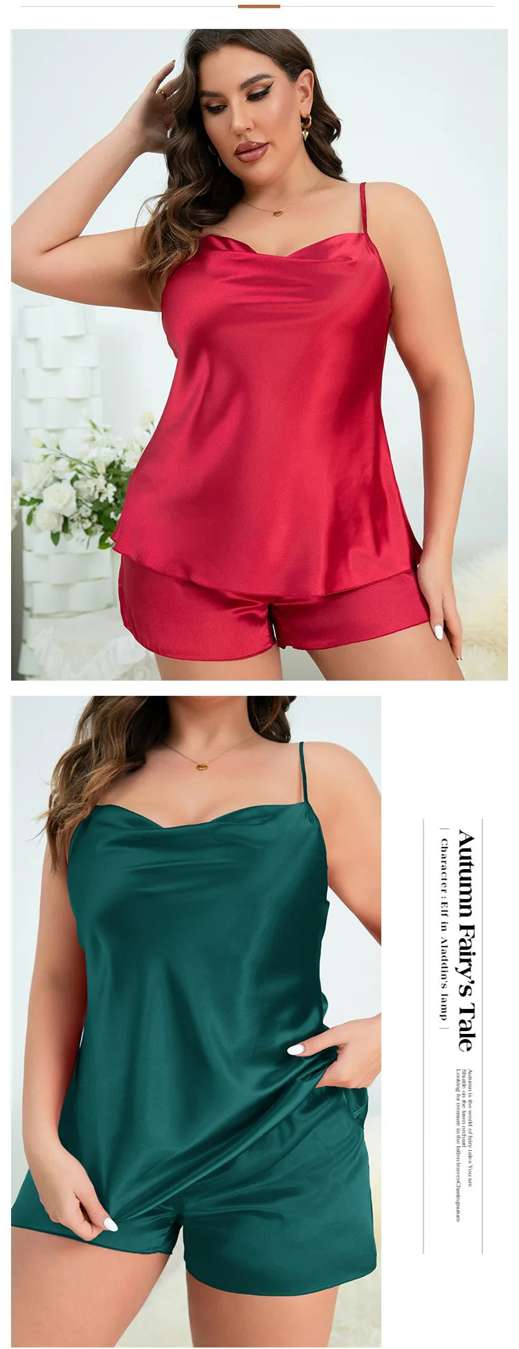 طقم بيجامة بحمالات مقاسات كبيرة 3XL 4XL 5XL صيفي نسائي، بدلة بيجامة وردية من الحرير والستان، حمالة صدر قصيرة، ملابس نوم فضفاضة للمنزل