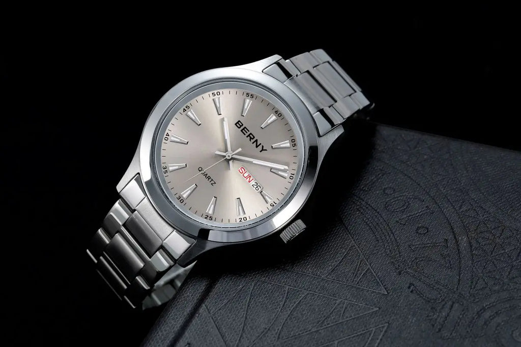 BERNY Watches for Men 40mm Luminous Elegance Dress Quartz Watch Calendar Week Luxury Waterproof Casual Business Men's Wristwatch