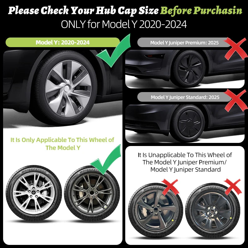 4PCS Design for TESLA Model Y 2020-2024 Vehicle Full Coverage Storm Wheel Cover Cap 19 Inches Wheel Hubcap Automobile Accessorie