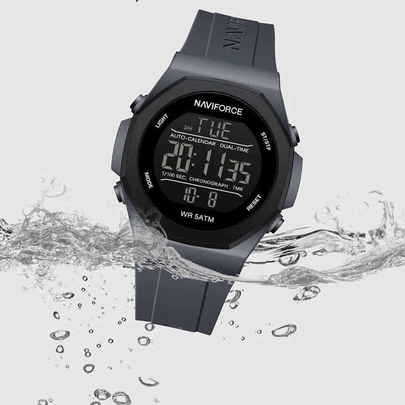 NAVIFORCE Creative Multifunction Male Wristwatches Silicone Strap LCD Display Electronic Watches for man Casual Wild Male Clocks