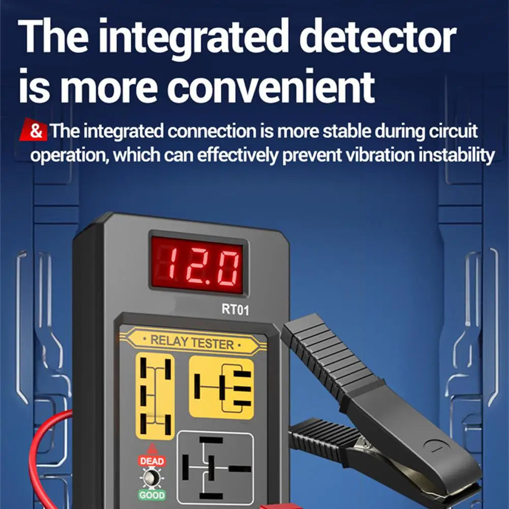 Universal Car Relay Tester Dual Voltage Checker 12/24V Digital Display Automotive LED Indicator Light Relay Diagnostic