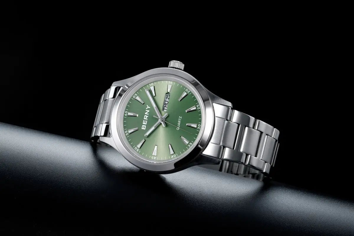 BERNY Watches for Men 40mm Luminous Elegance Dress Quartz Watch Calendar Week Luxury Waterproof Casual Business Men's Wristwatch