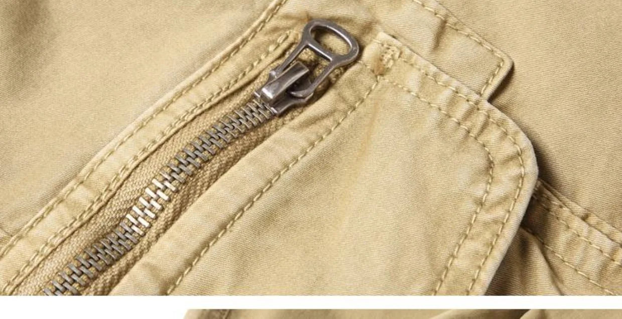 Spring Summer Men's Casual Fashion Work Pants Cuffed Multiple Pockets Slim Fit Youth Leisure Trousers Trendy Brand