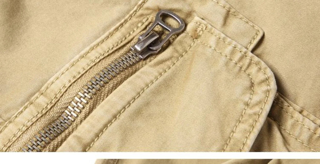 Spring Summer Men's Casual Fashion Work Pants Cuffed Multiple Pockets Slim Fit Youth Leisure Trousers Trendy Brand
