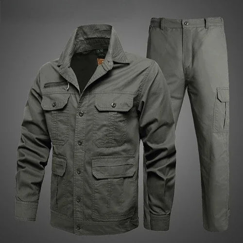 Summer Tactical Set Men Cotton Wear-resistant Camouflage Outdoor Workwear Suit Breathable Multiple Pockets Training Uniform Thin