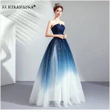 Luxury Elegant Tulle Strapless Long Evening Prom Dresses for Women Summer Elegant Formal Quinceanera Party Ball Gown Dress