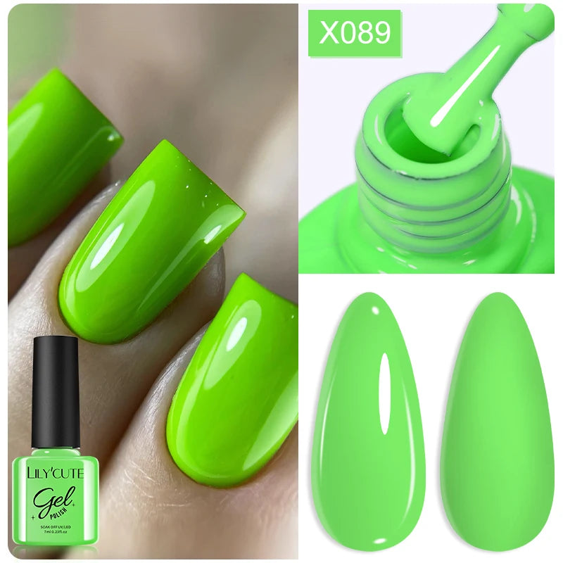 LILYCUTE 7ML Black White Color Gel Nail Polish Summer Colorful Gel Nail Art Semi Permanent UV Gel Soak Off UV LED Gel Varnishes
