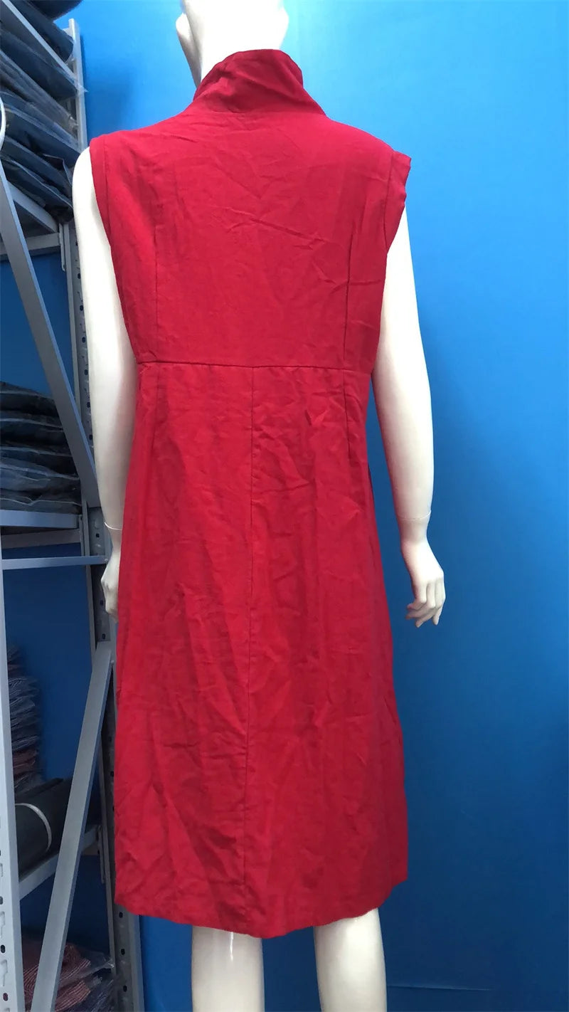 Elegant Casual Double Pocket Patchwork Dresses Women Solid Color Daily Commuter Dress Female Lapel Single-breasted Cardigan Gown