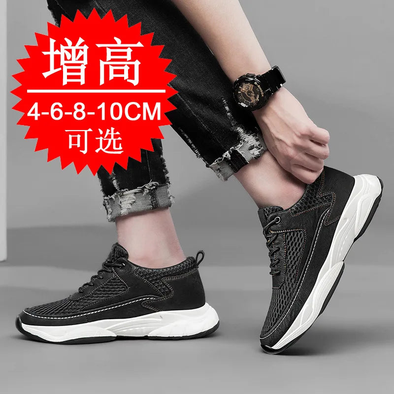 High Man Elevator Shoes Lift Sneakers Men Sports Height Increase Insole 8cm10cm Leisure Fashion Summer Sports Heightening Shoes