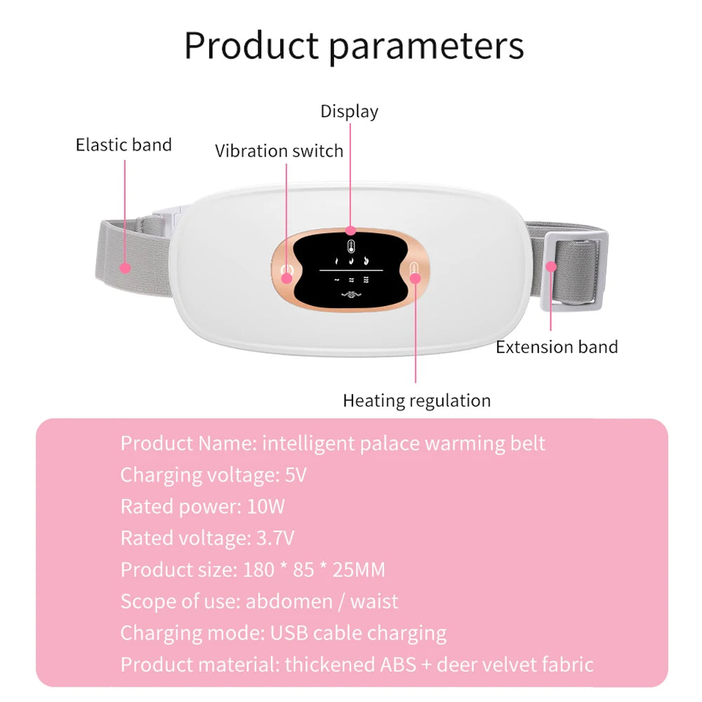 Women Menstrual Heating Pads Effective Hot Compress Period Relief Belt Rechargeable Heated Waist Massager Gifts for Female