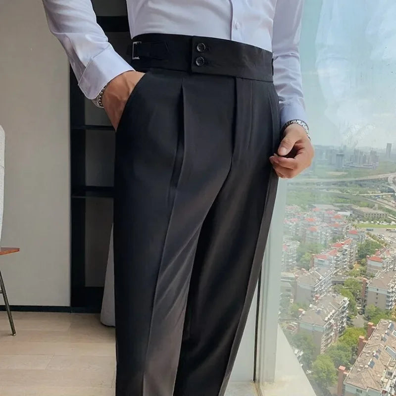 Wide Leg Male Suit Trousers Plus Big Size Gray Men's Summer Pants Formal Clothes Offer Luxury Thin Casual Work Wear Fabric 2025