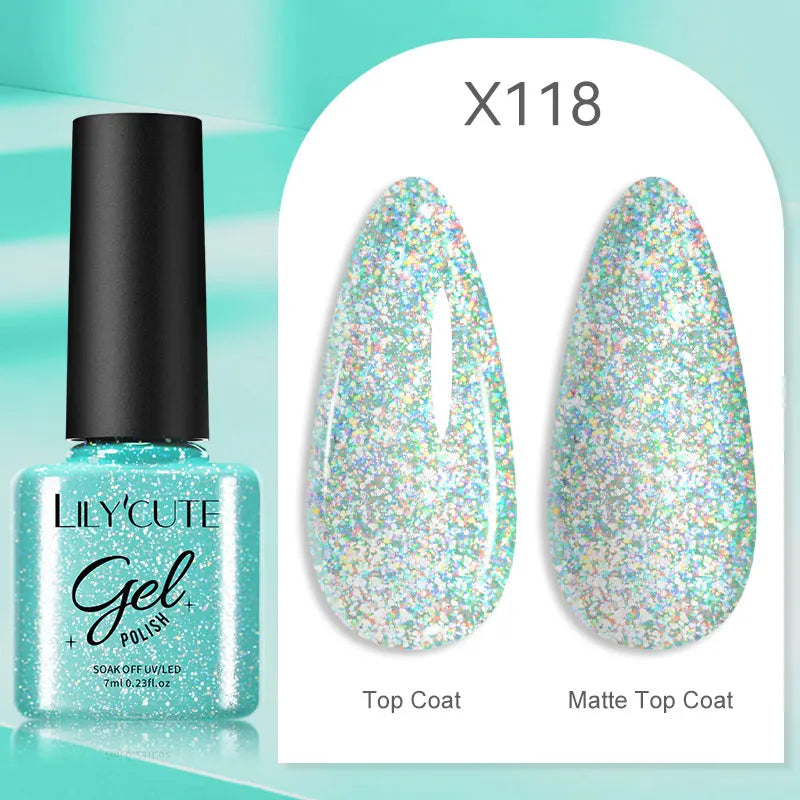LILYCUTE 7ML Black White Color Gel Nail Polish Summer Colorful Gel Nail Art Semi Permanent UV Gel Soak Off UV LED Gel Varnishes