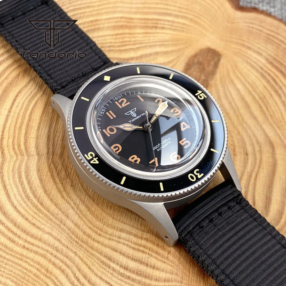 Tandorio Mechanical 40mm 50-Fathoms Style Men Watch Miyota8215/PT5000 Movt Domed Sapphire Glass Waterproof Wristwatch Luminous