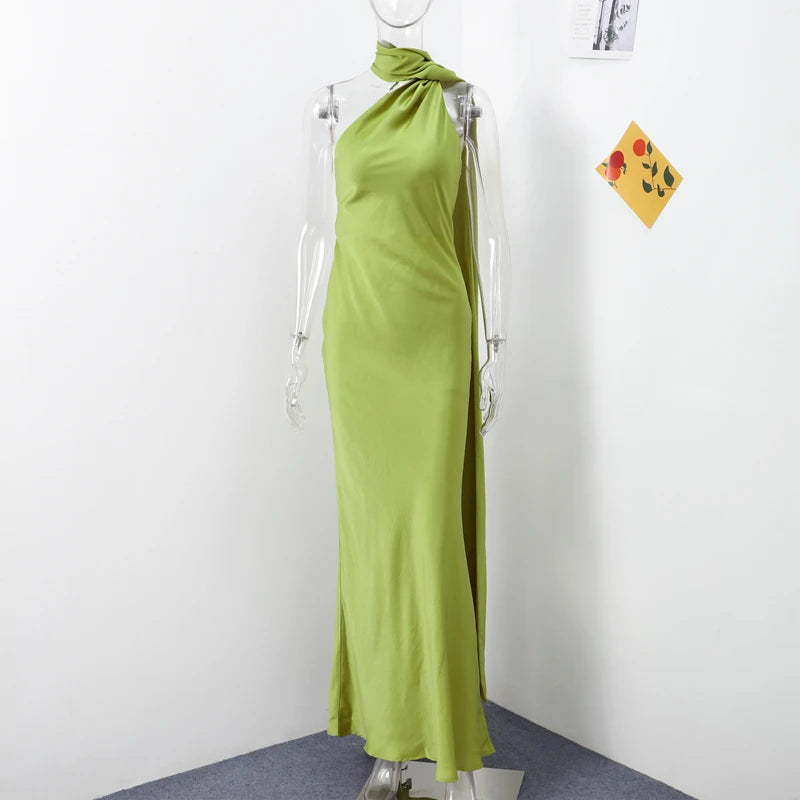 Sexy Ribbon Sleeveless Long Dress Women Elegant Slim Stain Backless Lace Up Party Dresses 2026 Fashion Solid Holiday Robe Lady