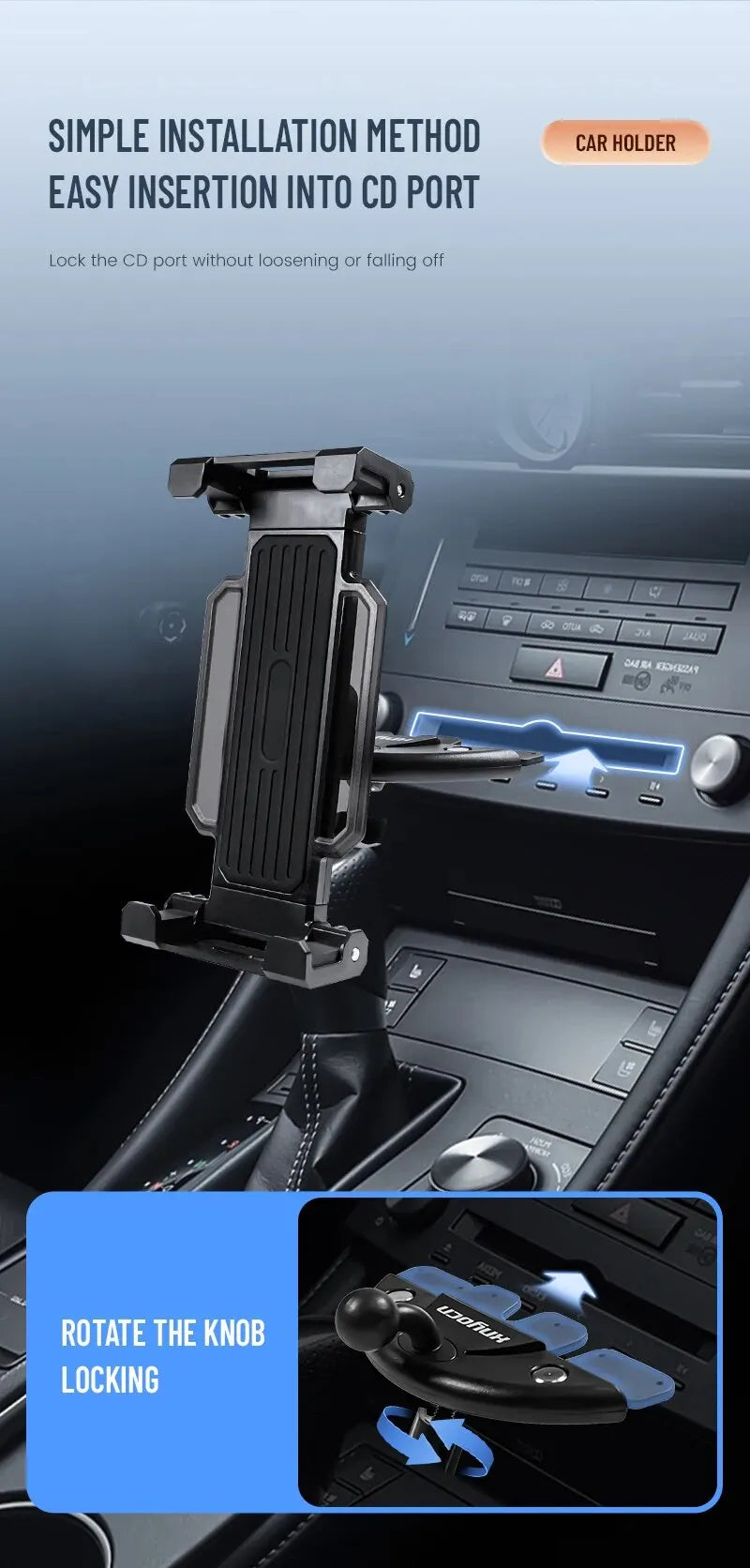 Universal 4-13 Inch Tablet Stand Holder Car CD Slot Bracket Mobile Phone Mount for iPad Pro Air Mini iPhone Xiaomi Huawei Tab Pc