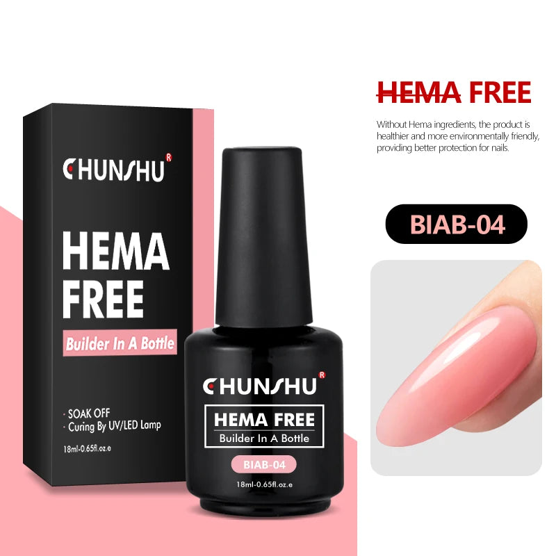 CHUNSHU Hema FREE Construction UV Gel 18ml Builder Nail Gel In A Bottle Semi Permanent Thick Rubber Base Gel Extension Nails Art