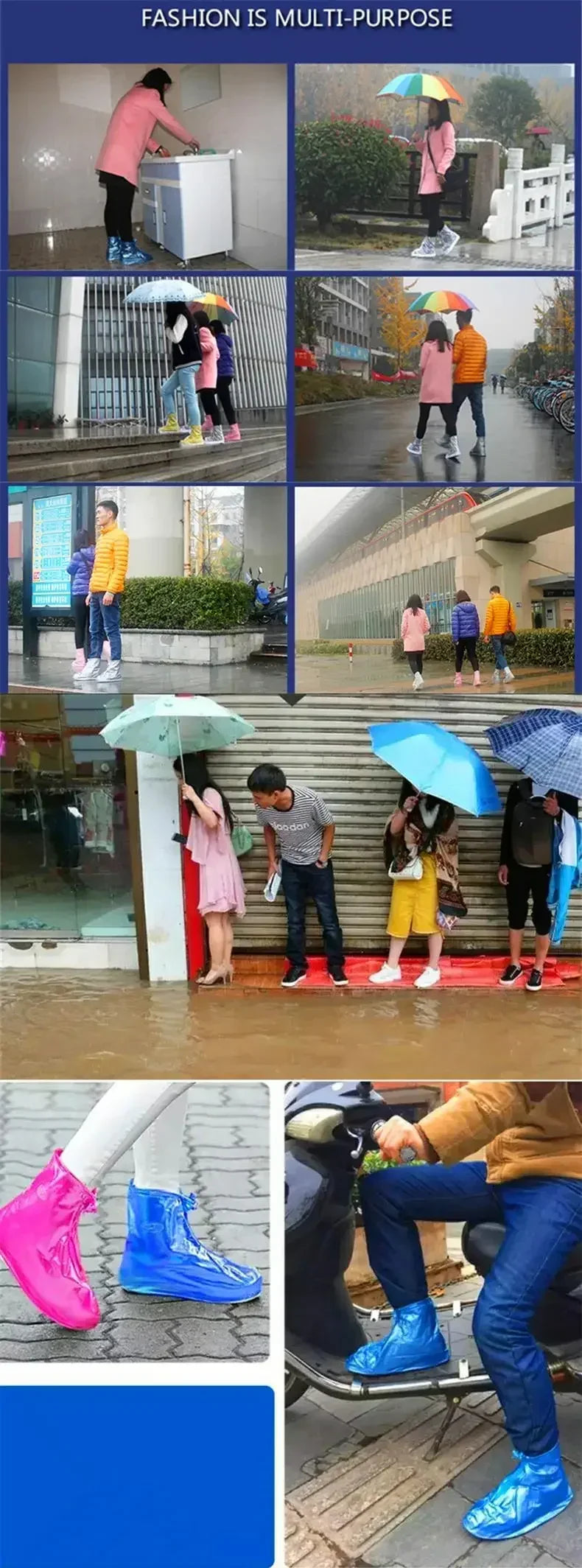 Waterproof Shoe Cover Silicone Sport Rain Boot Cover with Layer Non-slip Material Wear-resistant Thick Shoes Cover Unisex 1 Pair
