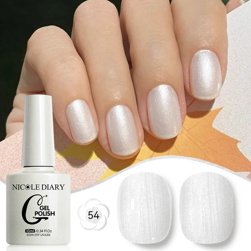 NICOLE DIARY Glass Beads Cat Magnetic Gel Nail Polish Spring Summer Gel Nail Sparkly Gel Varnish Soak off Nail Manicure Art