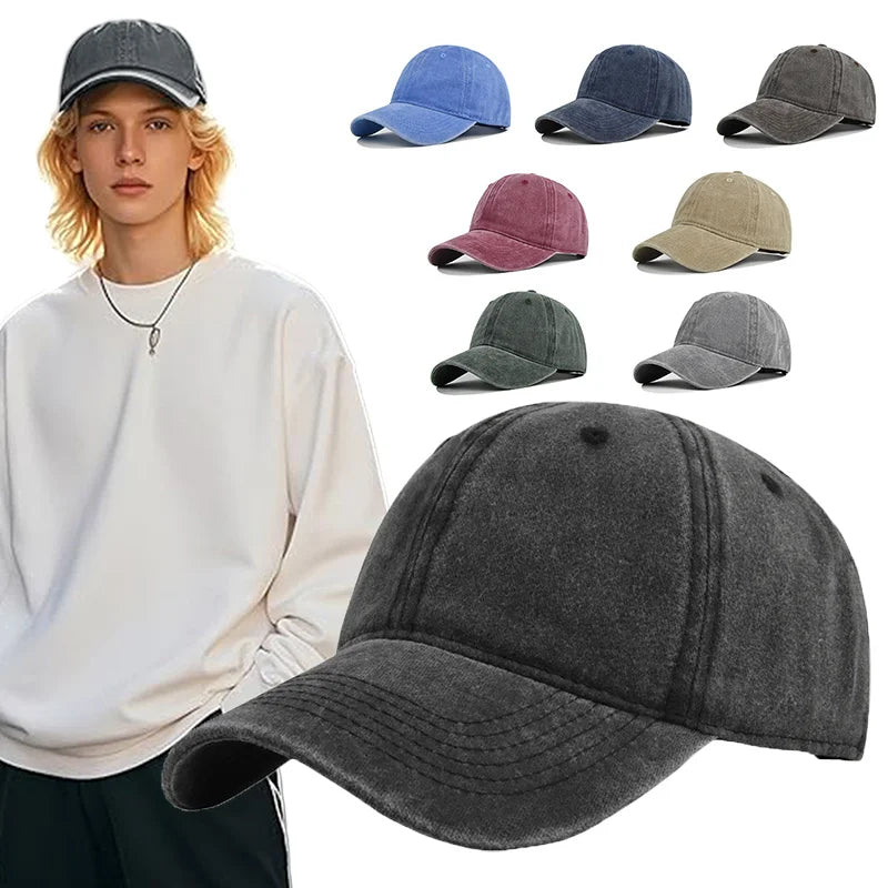 Men Women Baseball Cap Casual Unisex Baseball Cap Vintage Washed Cotton Fits Breathable Adjustable Solid Color Hip-Hop Dad Hat