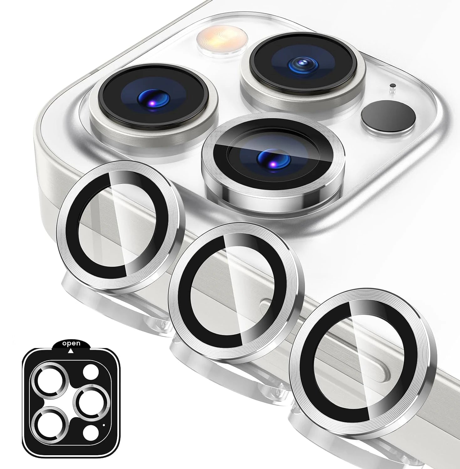 Titanium Gray Metal Tempered Glass Camera Lens Cover Screen Protector For iPhone 15 Pro Max 14 Plus 13 Protection 15Pro 14Pro