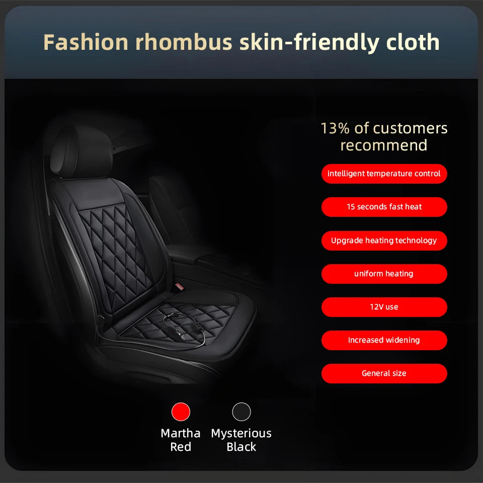 Yannice 12V Winter Heating Car Seat Cushion Fast Heated Household Cushion Keep Warm Car Seat Cover Universal Heated Seat Cushion