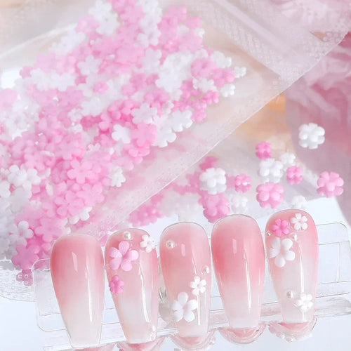 400pcs Acrylic Flower 3D Nail Art Decorations Spring Summer Resin Flower Nail Charms Design Rhinestones DIY Manicure Accessories