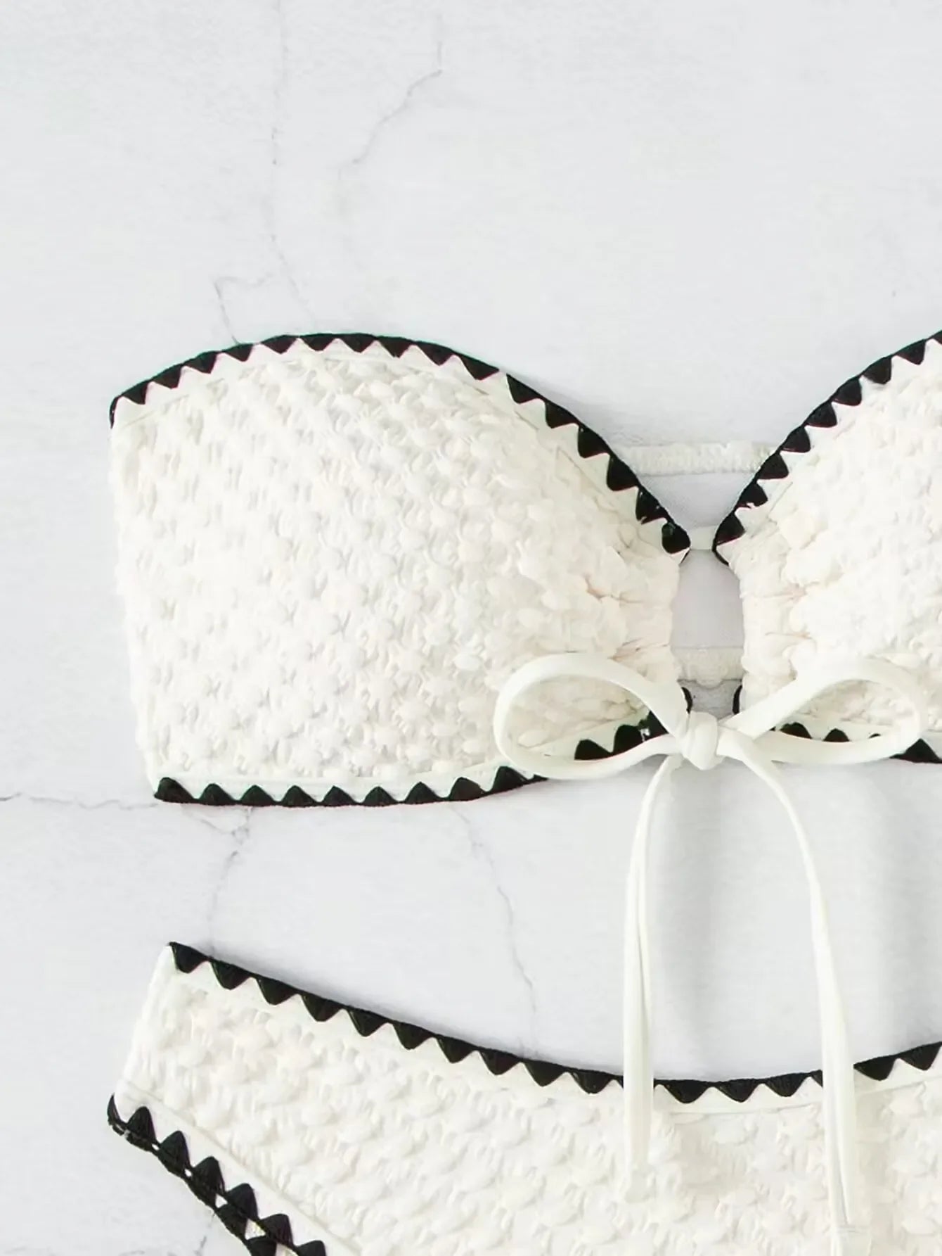 White Swimwear 2 Piece Strapless Swimsuit Women Sexy Bandeau Backless Bikini Set Lace-up Patchwork Beach Bathing Suit 2025 New