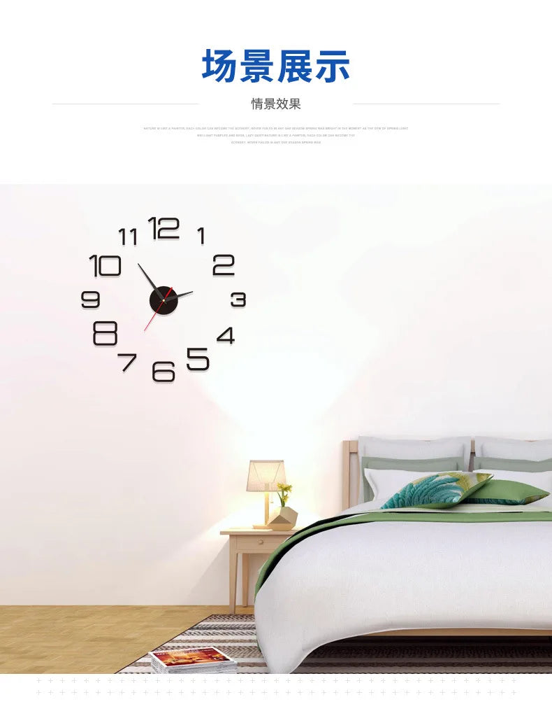 2023 Modern Design Large Wall Clock 3D DIY Quartz Clocks Fashion Watches Acrylic Mirror Stickers Living Room Home Decor Horloge