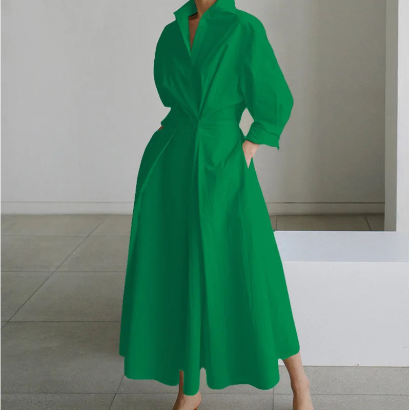 Women's Summer Dress Plus Size Commuter Polo Neck Loose Fit New Elegant Trendy Minimalist Fashionable Niche Versatile Casual Fit