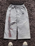Fitness Hip Hop Harajuku Y2K Wide Leg Sweatpants Y2K Gothic Graffiti High Waisted Lounge Pants Athletic Joggers Pants Pockets