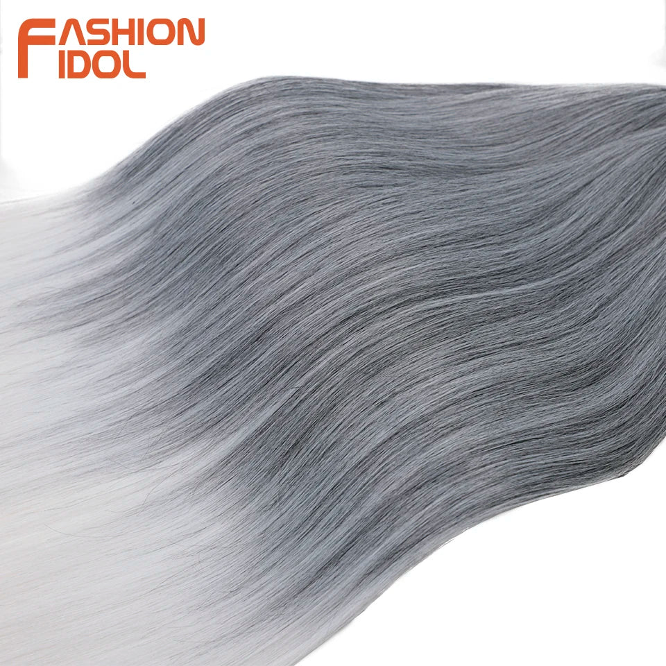 28" 3PCS 300g Ariel Straight Pony Hair Bundles Crochet Braids Hair Synthetic Braiding Hair Ombre Blonde Crochet Hair Extensions
