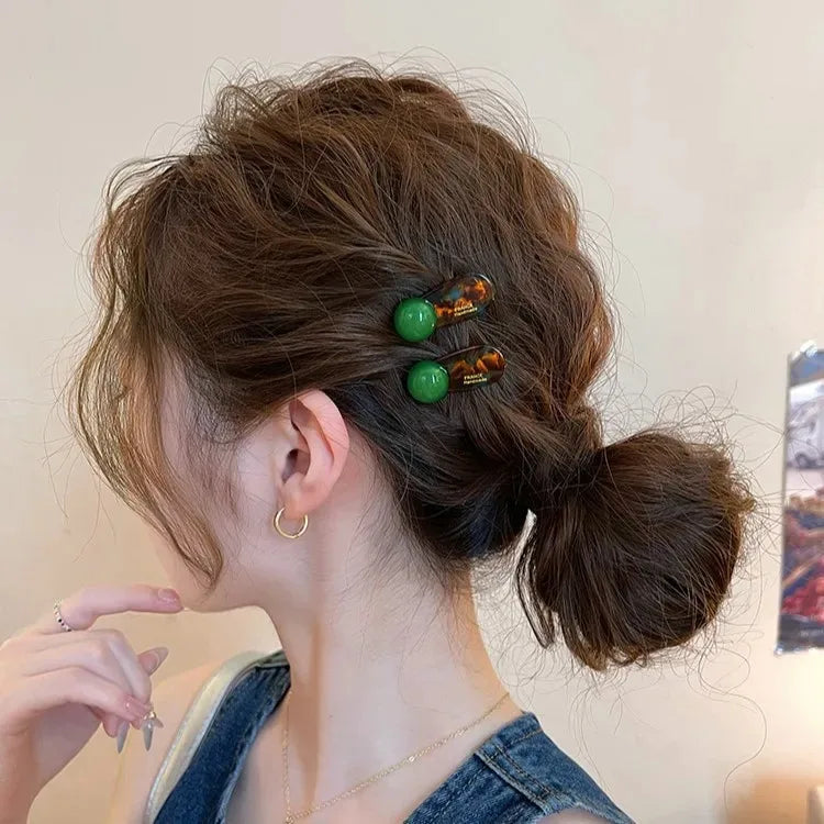 2pcs/set Mini Hair Clips for Women Sweet 3.5cm Bangs Edge Clip Cute Acetate Duckbill Girl New Arrivals Headwear Hair Accessories