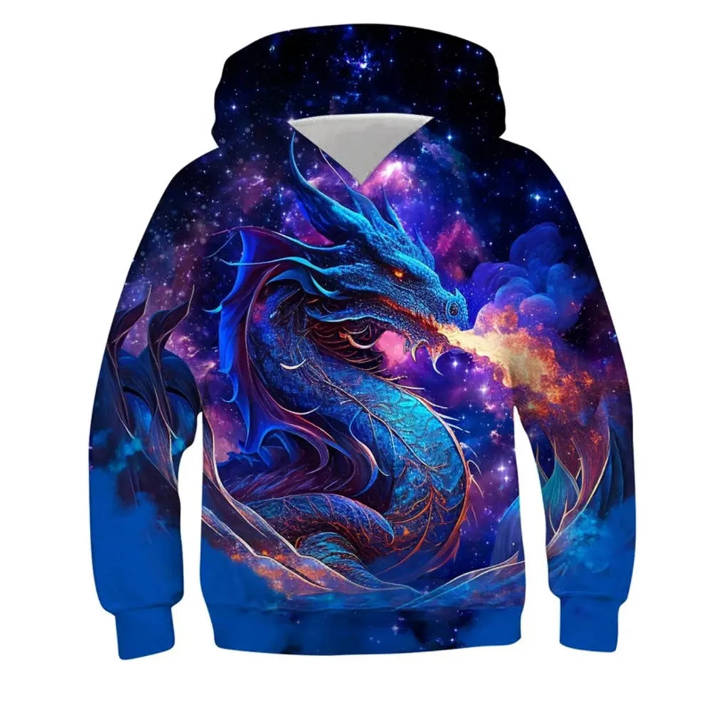 Children's Hoodie Fashionable Spring and Autumn Cartoon Print Animal Outdoor Hoodies for Kids Children Boys Clothes Sweatshirts