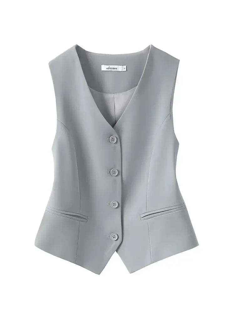 Simple Vests Women Summer Sleeveless Suit Coats Temper Outwear Design Hot Sale 2024 Tender Breathable Korean Style Streetwear