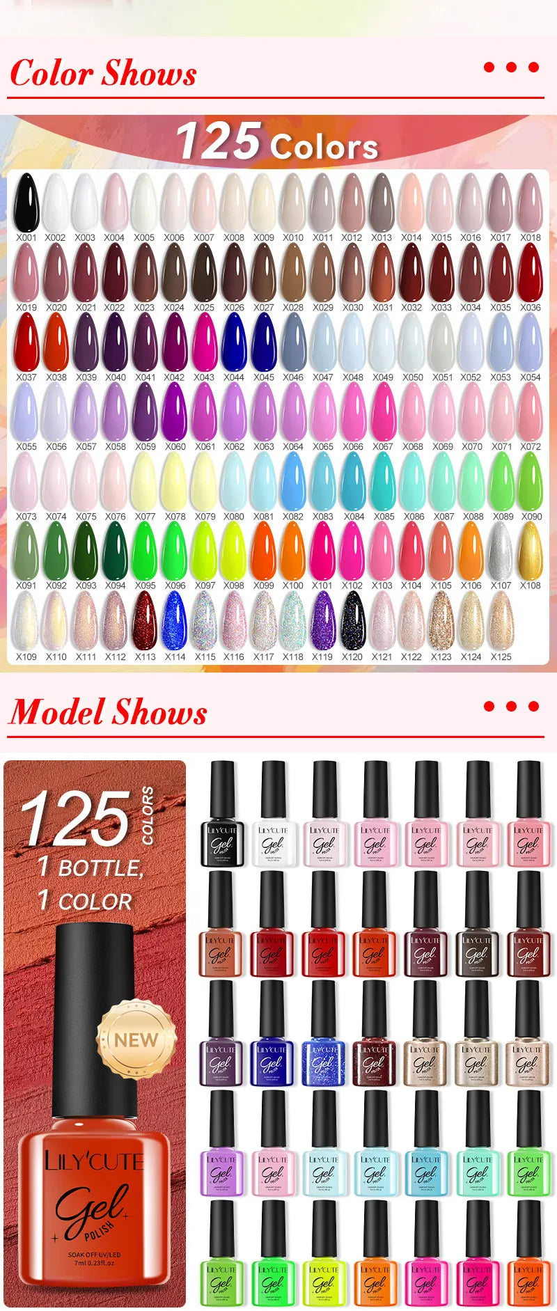 LILYCUTE 7ML طلاء أظافر جل أبيض وأسود، جل أظافر ملون صيفي، جل UV شبه دائم، جل أظافر UV LED قابل للنقع.