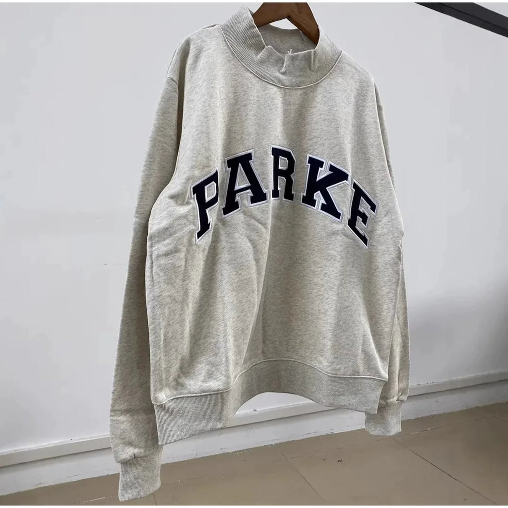 autumn winter Women's Pullover Hooded Sweatshirt with Letter Print and Zipper Closure