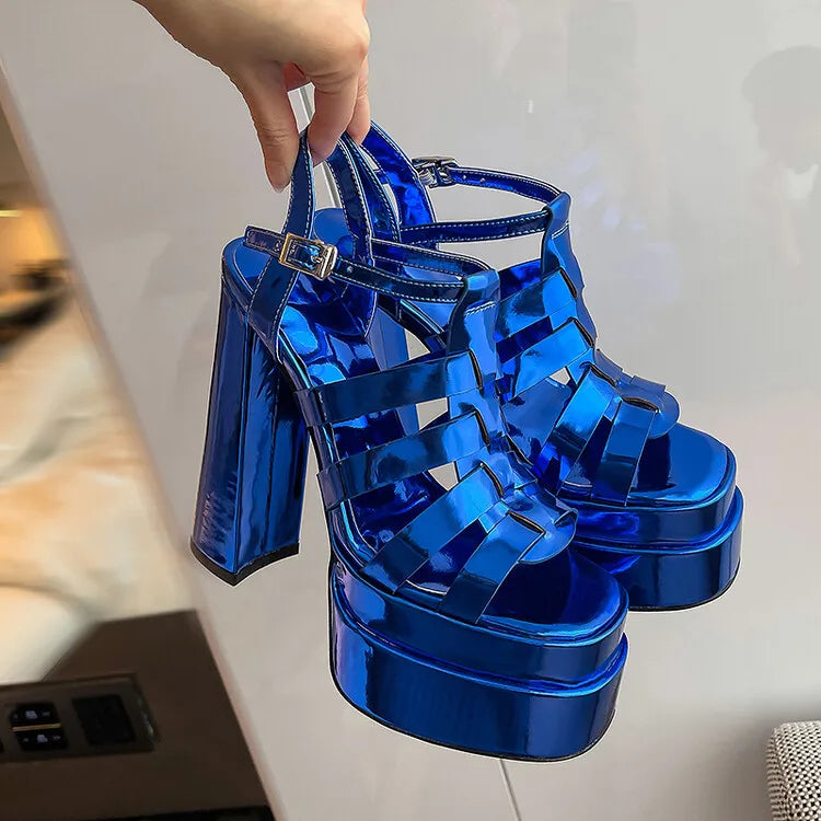 2024 Ladies High Heels Double Waterproof Platform Sandals for Women Luxury Brand Designer Summer Party Chunky Pumps and Shoes
