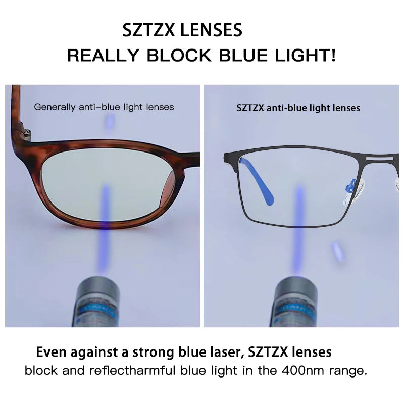 SZTZX Men Business Reading Glasses Anti Blue Light Myopia Prescription Eyeglasses Ultralight Photochromic Optical Sunglasses