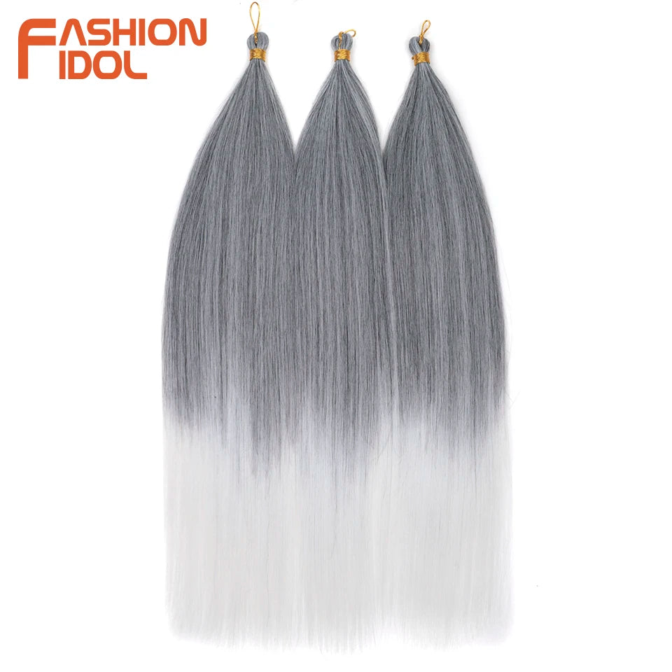 28" 3PCS 300g Ariel Straight Pony Hair Bundles Crochet Braids Hair Synthetic Braiding Hair Ombre Blonde Crochet Hair Extensions