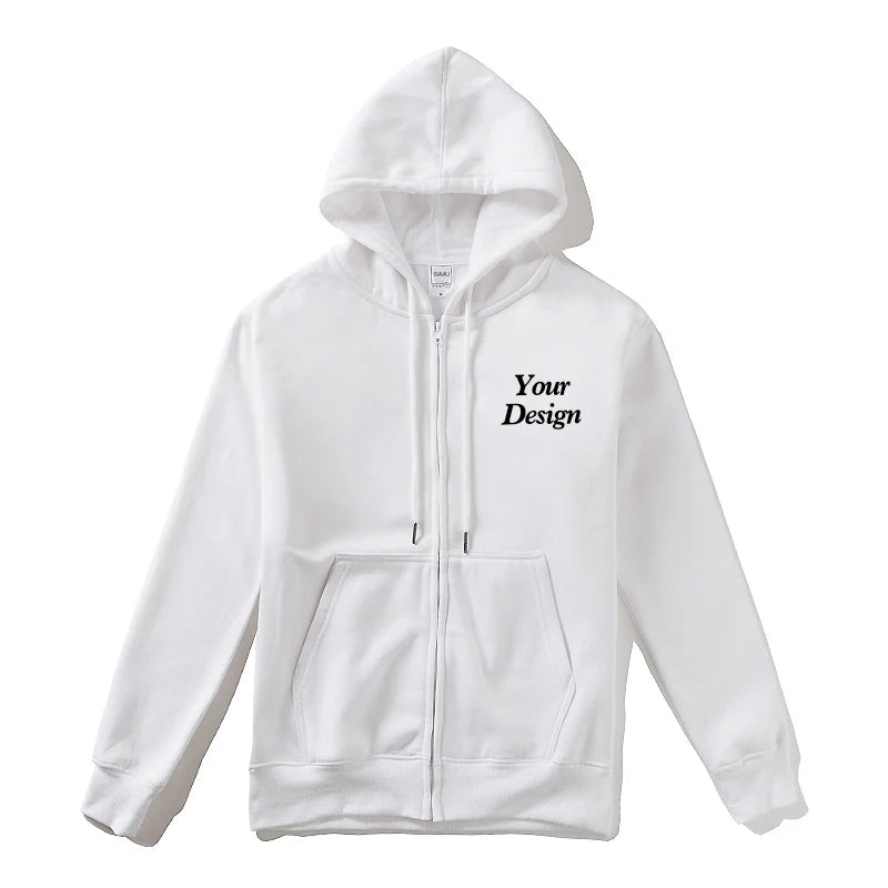 Top Quality Custom Cotton Zipper Hoodie Print Photo Text Brand Logo Men Womens Thick Fleece Autumn Winter Warm Sweatshirt 350gsm