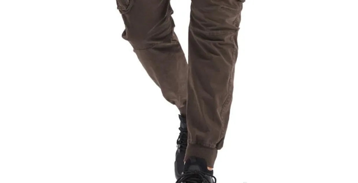 Spring Summer Men's Casual Fashion Work Pants Cuffed Multiple Pockets Slim Fit Youth Leisure Trousers Trendy Brand